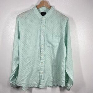 Abercrombie & Fitch‎ Linen Shirt Band Collar Polka Dot Casual XXL